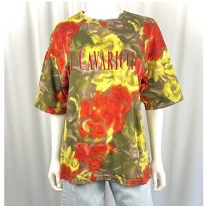 Vintage 90’s Z. Cavaricci Tie Dye Abstract in Red Yellow + Green - M/L - Cotton